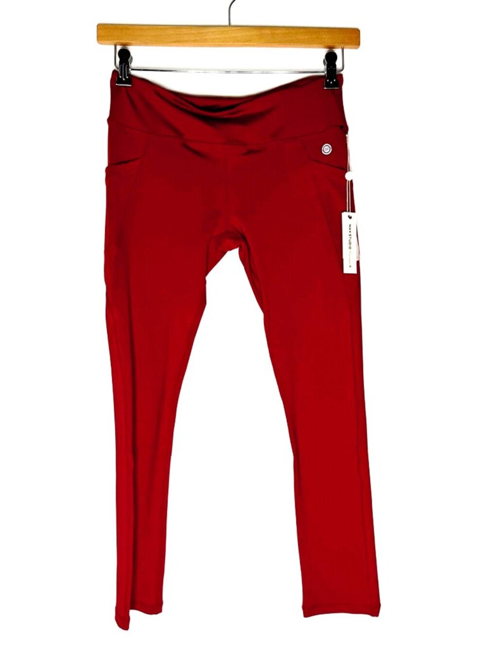 Max Studio Performance Legging Cropped Samba Red Women Size M